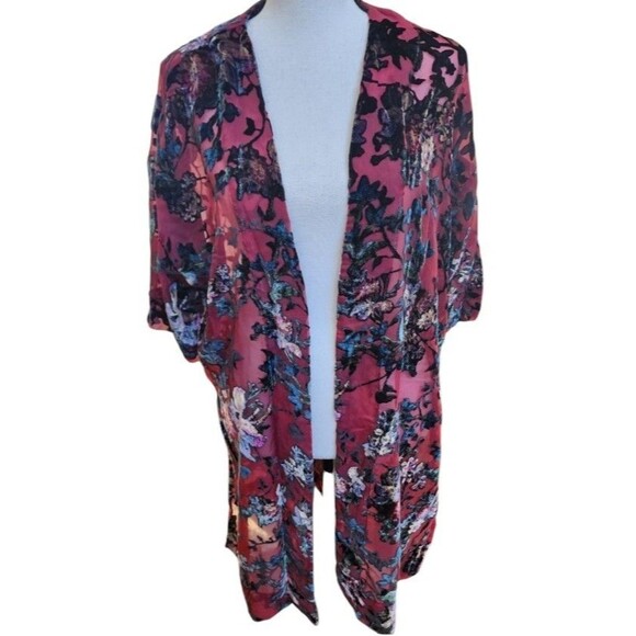 AriZona Tops - Velvet Burnout Kimono Open Front Top Size M/L Arizona